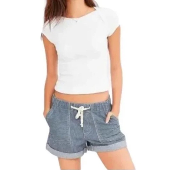 BDG Blue and White Striped Pull On Conductor Shorts Xs - Picture 1 of 10